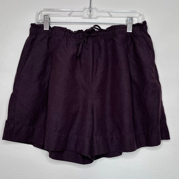 H&M Linen-Blend Drawstring Short, 5" Inseam, Burgundy, Size M - Picture 2 of 7